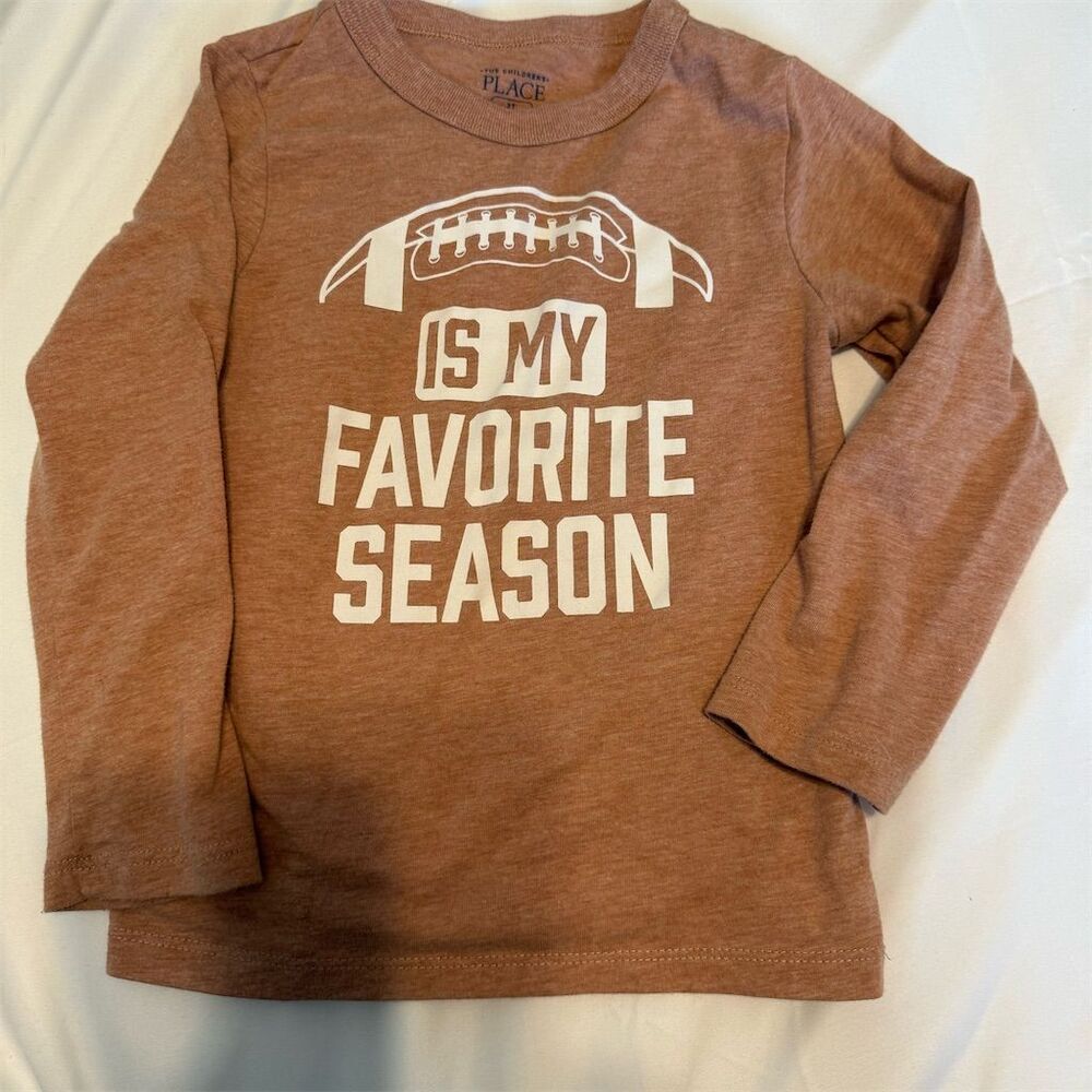 The Children's Place Boys 3T Brown Football Graphic Long Sleeve Tee